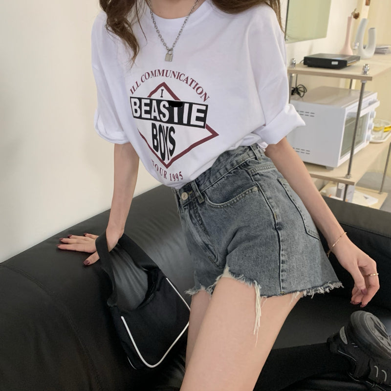 ダメージデニムショートパンツ 抜け感デザイン S1814