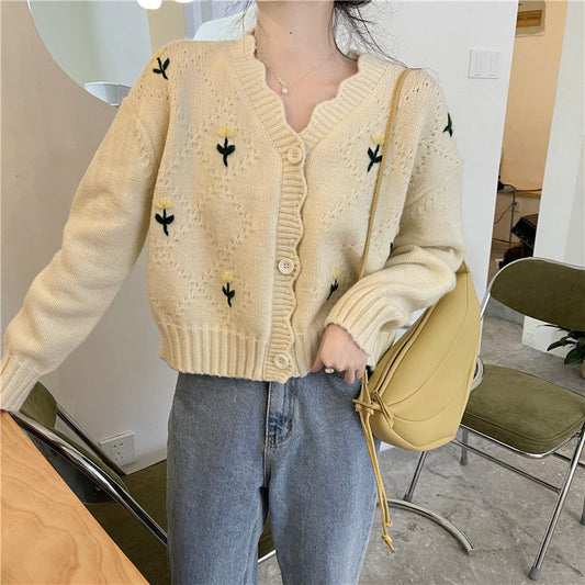 スカラップ刺繍カーディガン 〜大人可愛いニットでコーデアップ〜 S1806