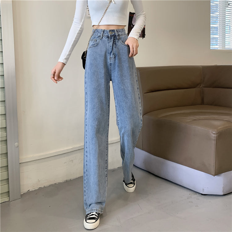 ハイウエストストレートデニムパンツ☆脚長シルエット S2097