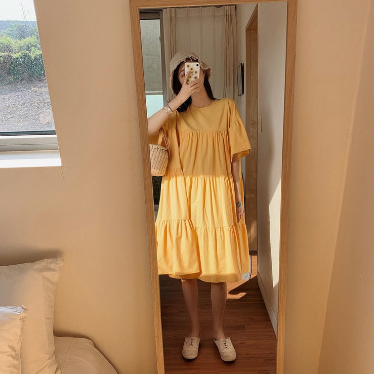ふんわりティアード半袖ワンピース♡ S1882