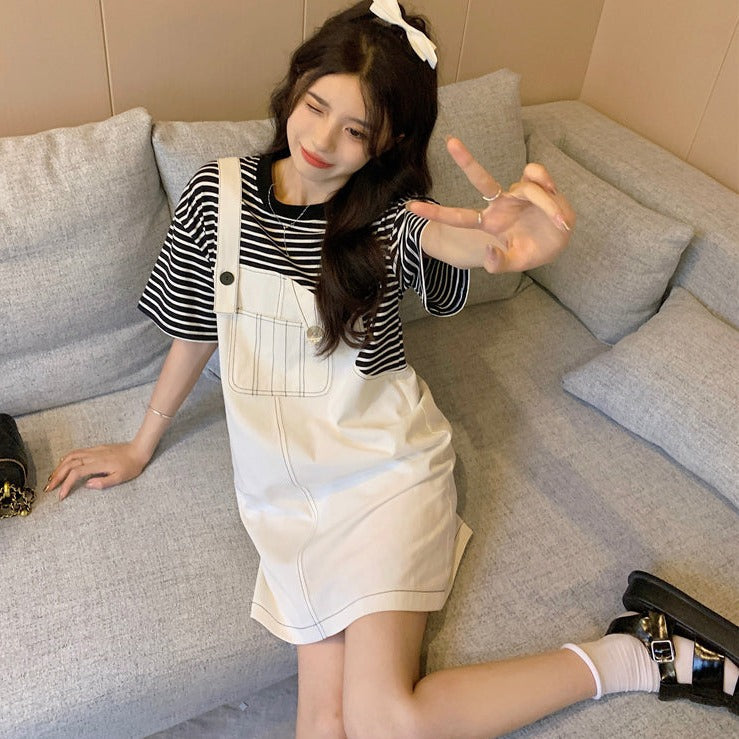 フェイクサロペットワンピース♡トレンドデザイン S2278