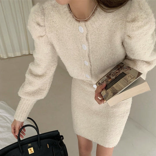 ふんわりブークレーニットセットアップ♪秋冬の主役に S1249