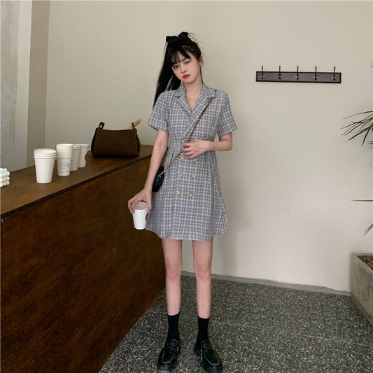 モノトーンチェックワンピース スタイルアップワンピ S1522