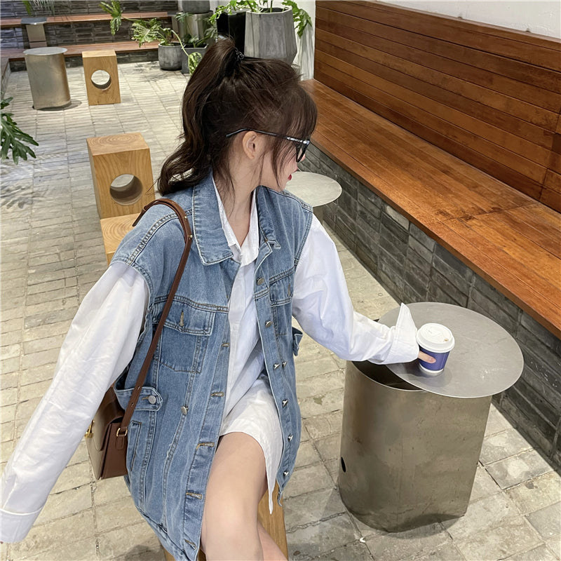 ノースリーブデニムベスト 春夏コーデに♡ S2406