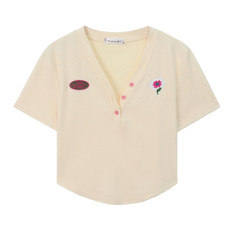 ポイント刺繍のショートTシャツ♡ S1675