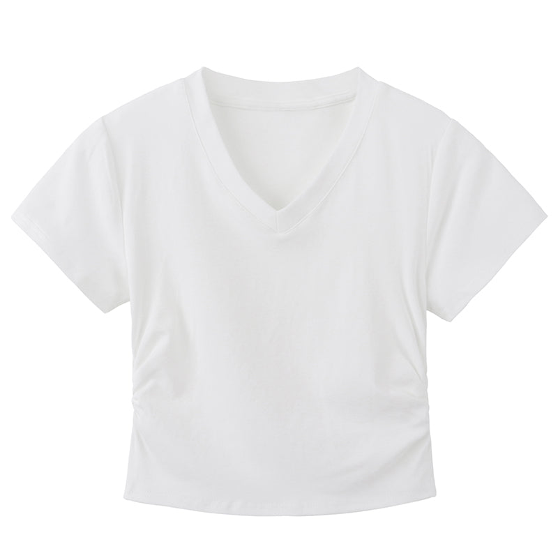 ベーシックVネックTシャツ シンプルで可愛いデザイン S1651