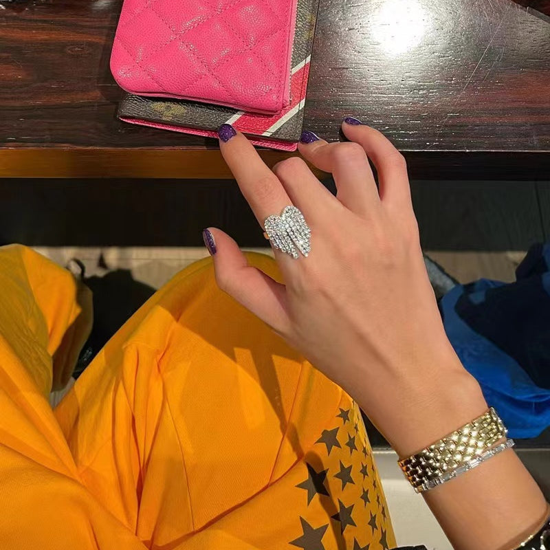 ラインストーン♡ハートピアス&リング【単品】 S1391