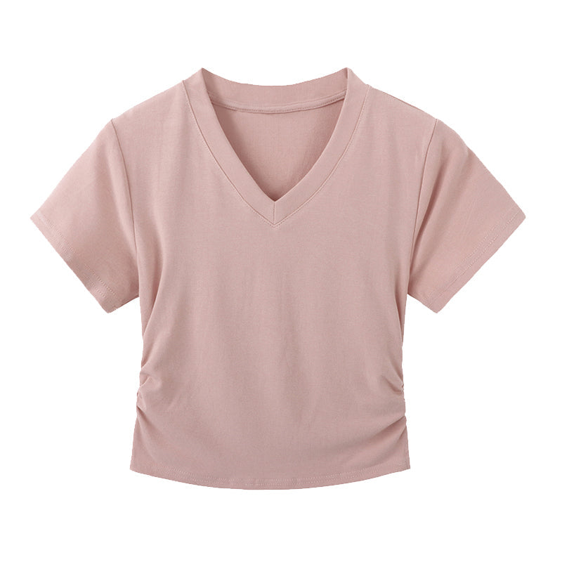 ベーシックVネックTシャツ シンプルで可愛いデザイン S1651