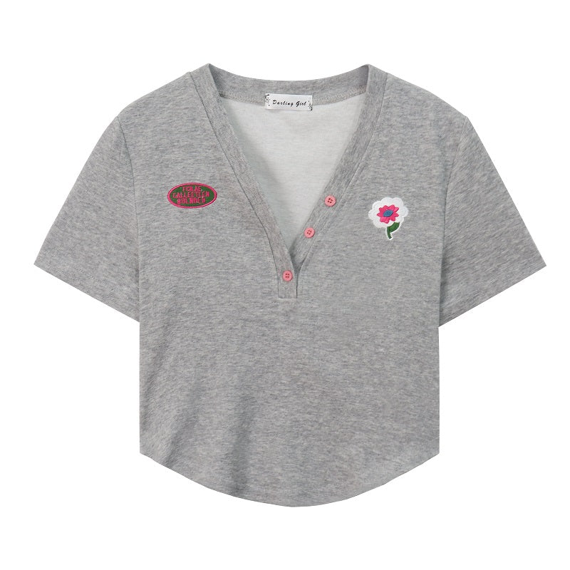 ポイント刺繍のショートTシャツ♡ S1675
