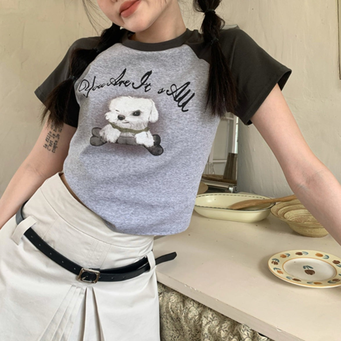 わんちゃんTシャツ♡ラインが可愛いオーバーサイズT S1351