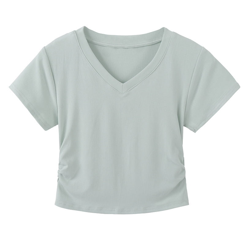 ベーシックVネックTシャツ シンプルで可愛いデザイン S1651
