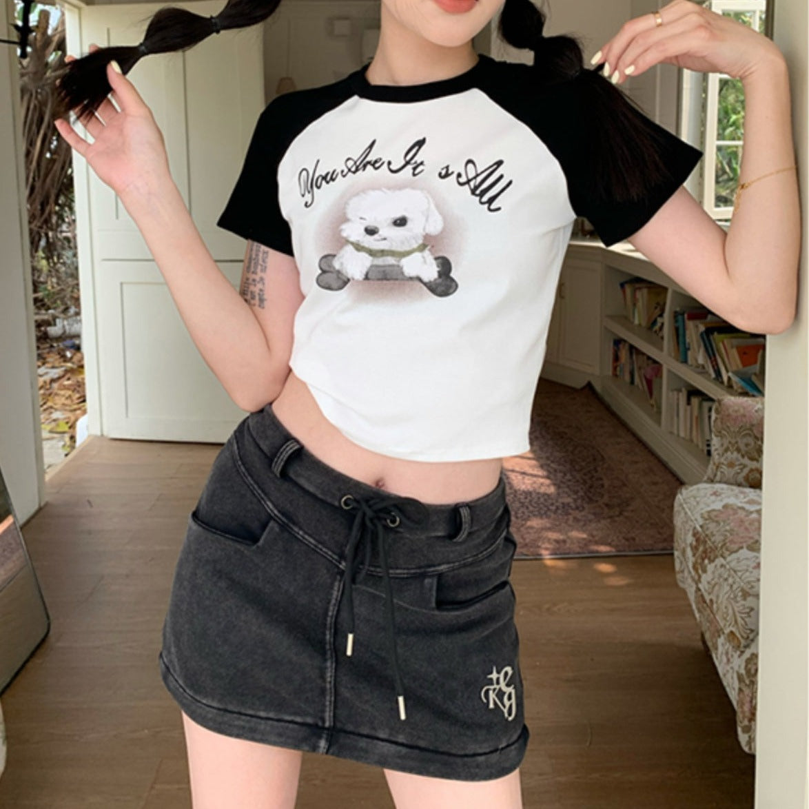 わんちゃんTシャツ♡ラインが可愛いオーバーサイズT S1351