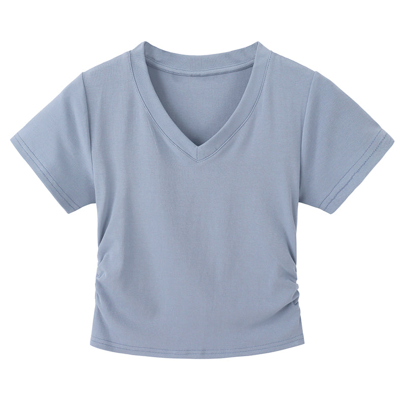 ベーシックVネックTシャツ シンプルで可愛いデザイン S1651