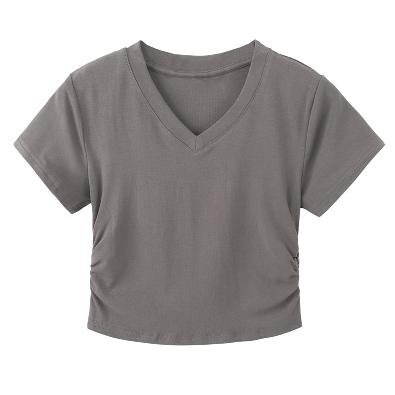 ベーシックVネックTシャツ シンプルで可愛いデザイン S1651