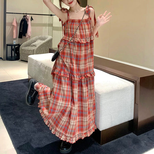 リボンショルダーチェックワンピース♡ S1347