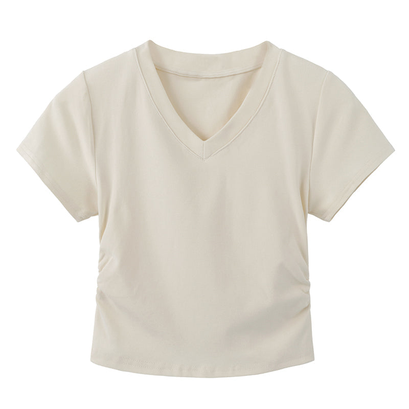 ベーシックVネックTシャツ シンプルで可愛いデザイン S1651