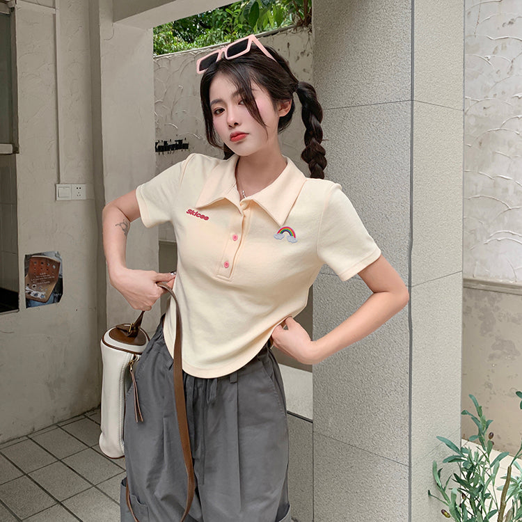 ポイント刺繍のショートTシャツ♡ S1675
