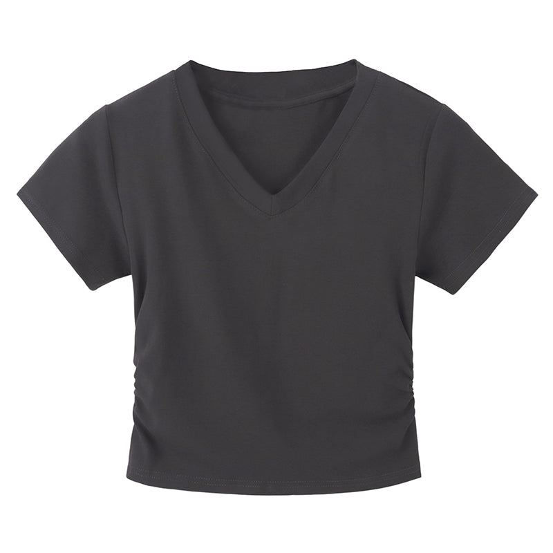 ベーシックVネックTシャツ シンプルで可愛いデザイン S1651