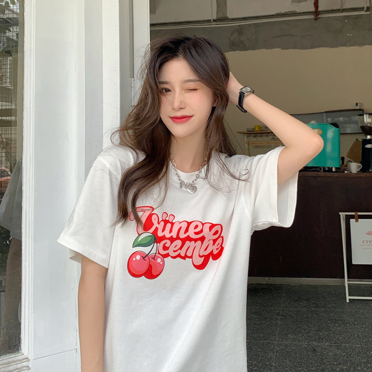 チェリーレターTシャツ♡可愛いガーリーデザイン S1538