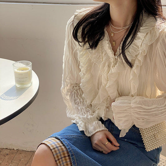 ヴィンテージ風ボリュームフリーなブラウス S1754