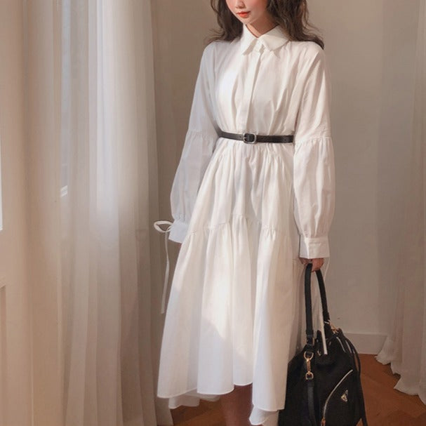ベルト付きアシメティアードワンピース♡トレンドシルエット S1672