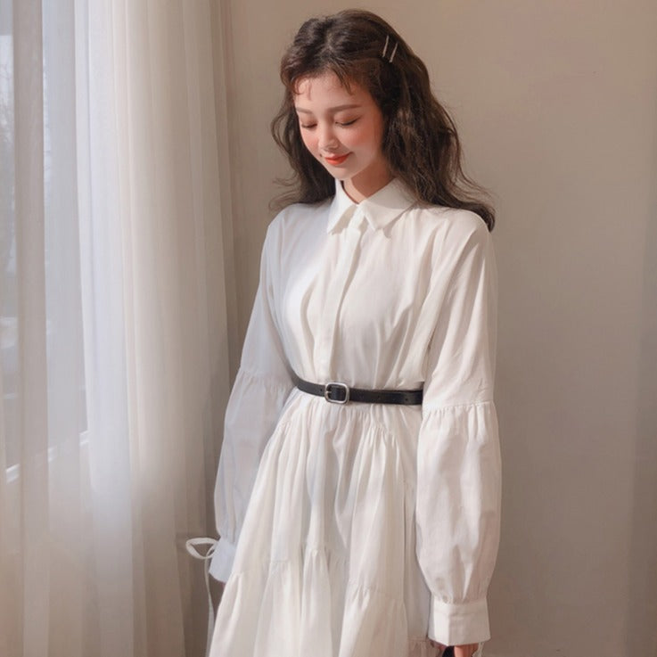 ベルト付きアシメティアードワンピース♡トレンドシルエット S1672