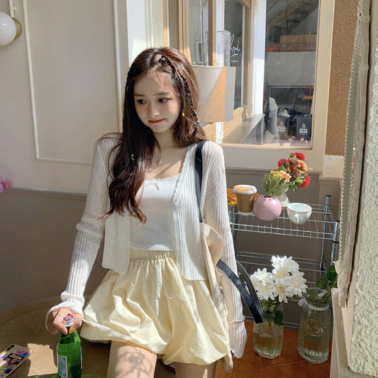 シースルーカーディガン 透け感レース風 S1593