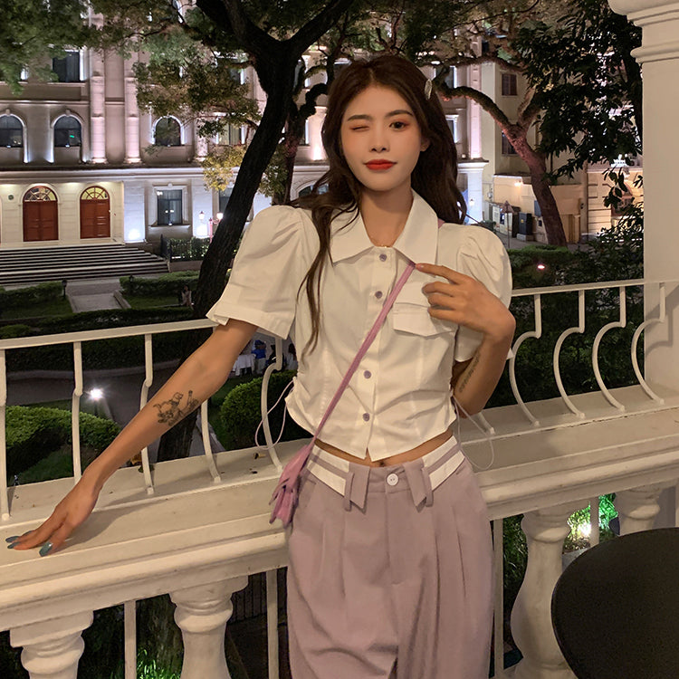 ウエストデザインのワイドパンツ♡ゆったり可愛い S2744
