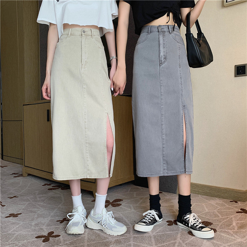 ハイスリットカラーデニムスカート♡おしゃれなデニムスカート S2847
