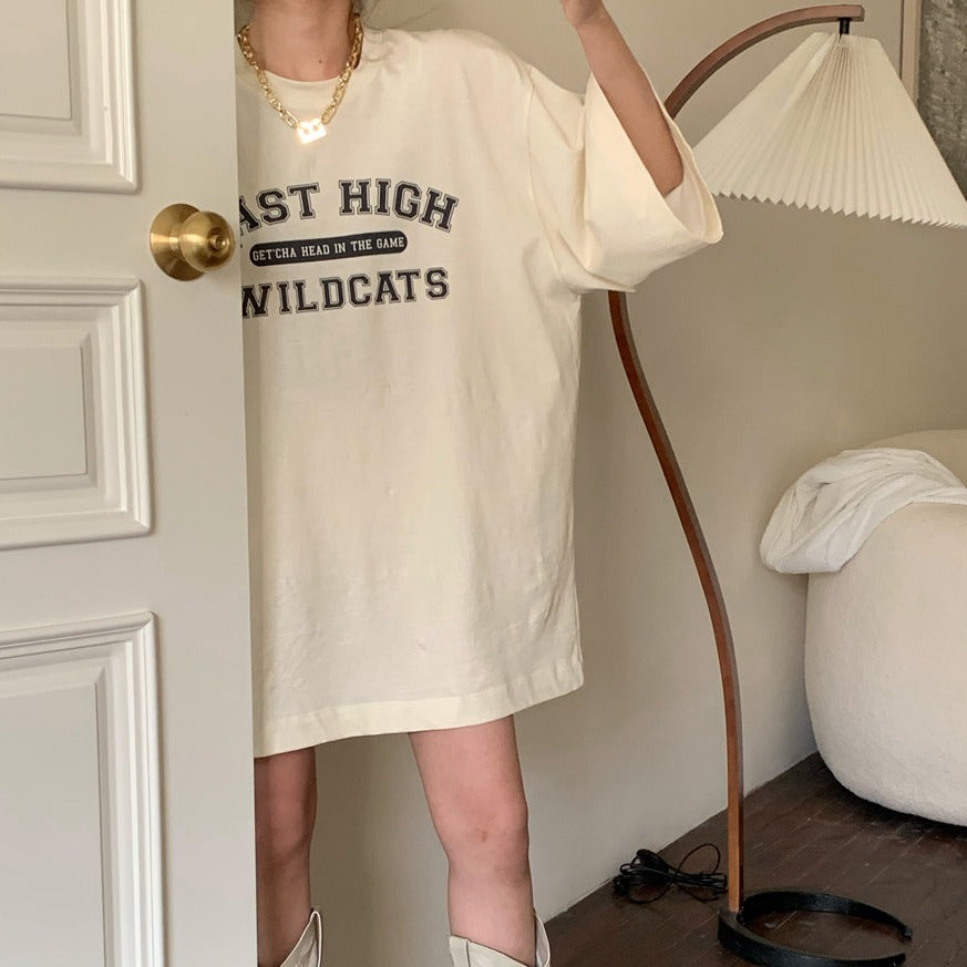 ルーズプリントTシャツ ゆったり可愛いデザイン S1464