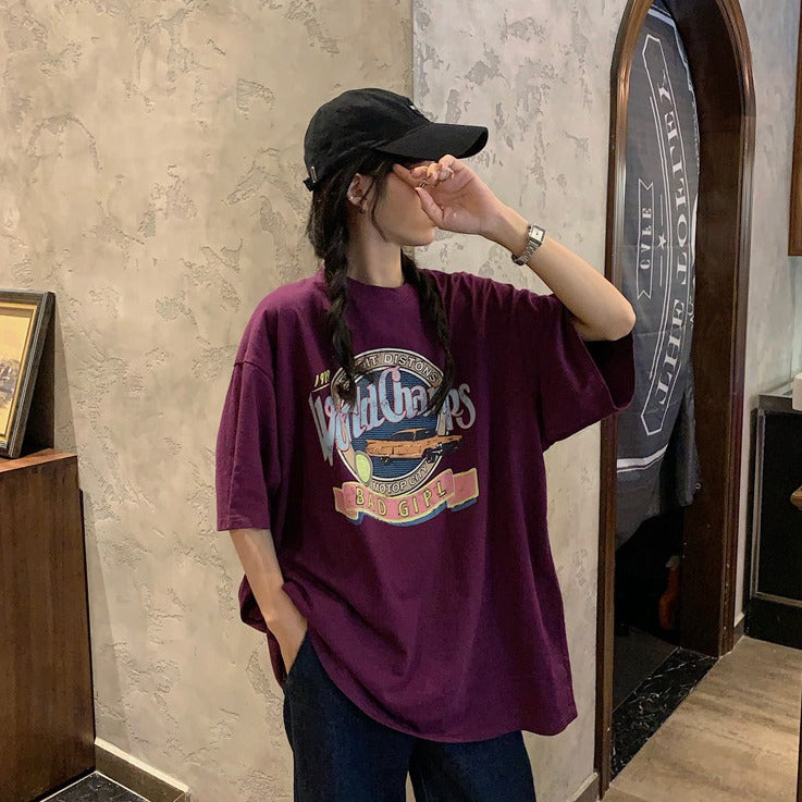 レトロロゴTシャツ オーバーサイズ カジュアル S1463