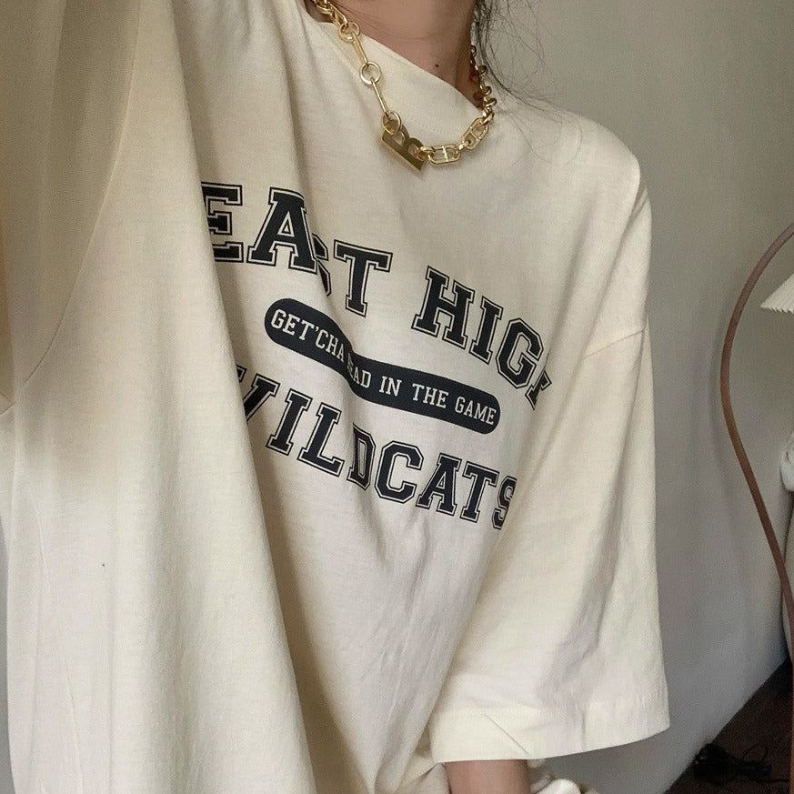 ルーズプリントTシャツ ゆったり可愛いデザイン S1464