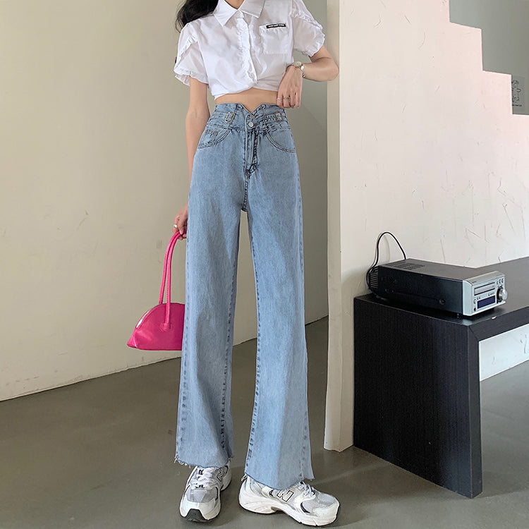 ベルト付きストレートデニムパンツ♡ S2636