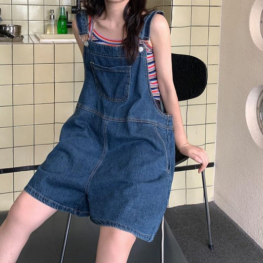 胸ポケット付きデニムサロペット♡カジュアル可愛い S2393