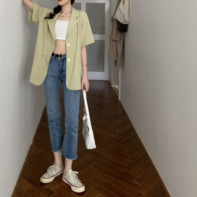7色展開の半袖シングルジャケット♡ S1640