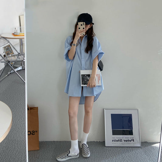 大人可愛いシンプルロングシャツ S1556