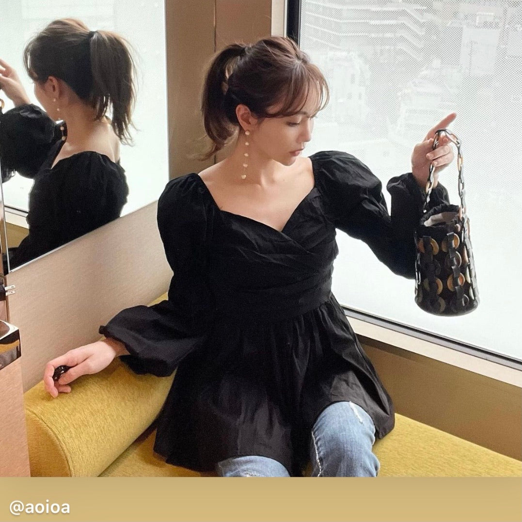 パフスリーブのカシュクールブラウス♡ふんわり大人可愛い S1781