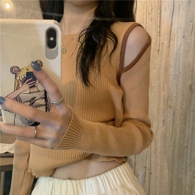 大胆ショルダーカットのセクシーニットトップス♡ S2110