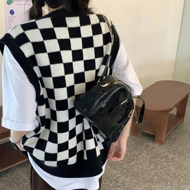 ユニセックス ブロックチェックベスト♡お揃いコーデに S2596