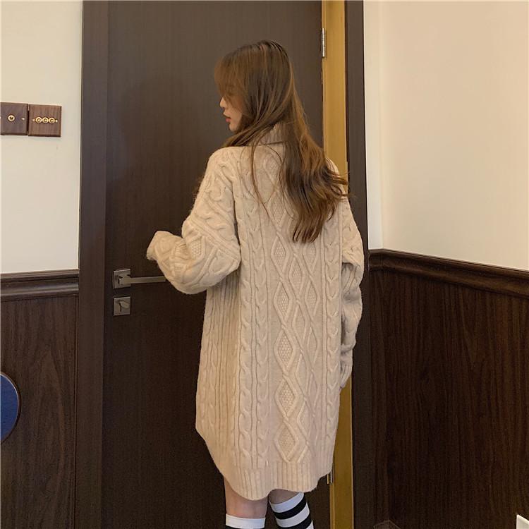 オーバーサイズケーブルニットワンピース ハイネックでほっこり♡ S1096