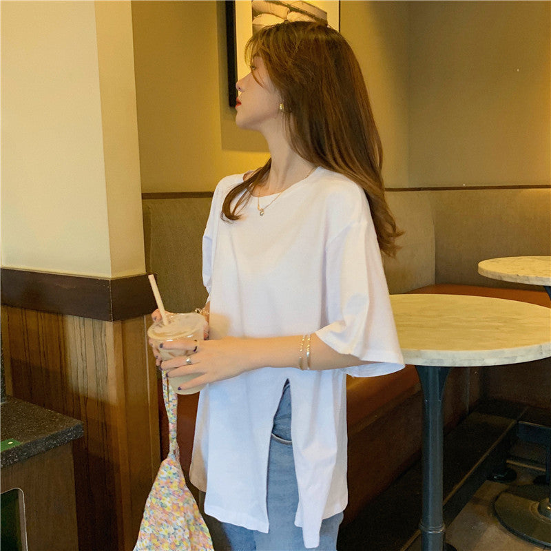 スリットデザインTシャツ サイドスリットで大人可愛い S1599