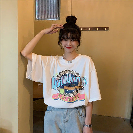 レトロロゴTシャツ オーバーサイズ カジュアル S1463