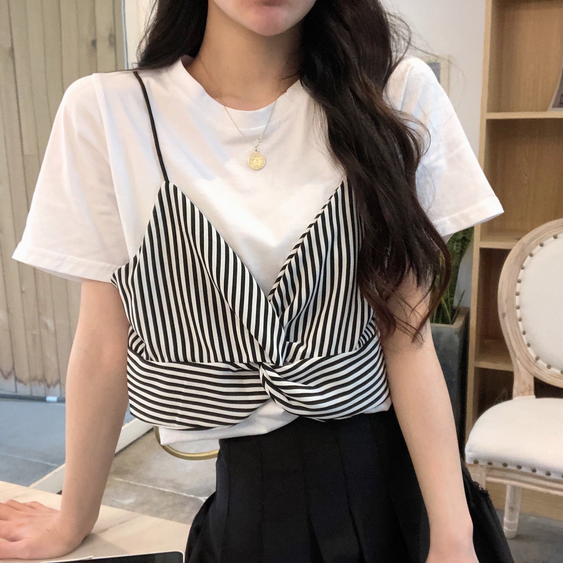 フェイクツーピースTシャツ♡ゆるふわ着こなし S1498