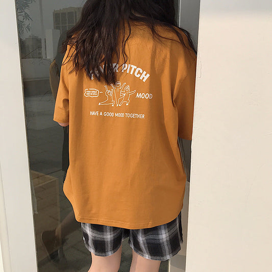 フロント＆バックプリントTシャツ カジュアル可愛い S1493