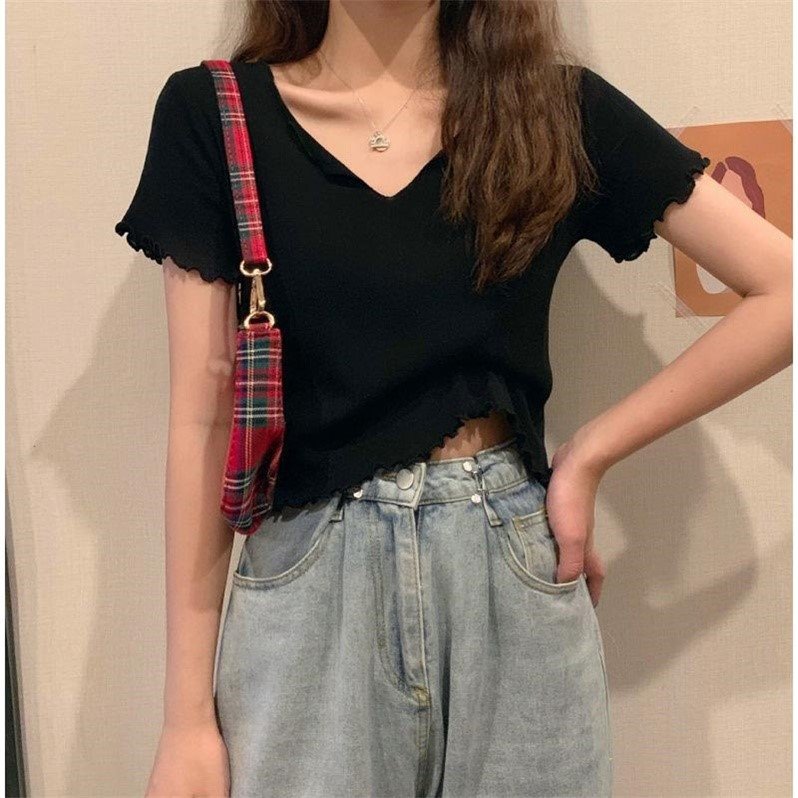 Vネックメロウトップス カジュアルで着やすい S1584