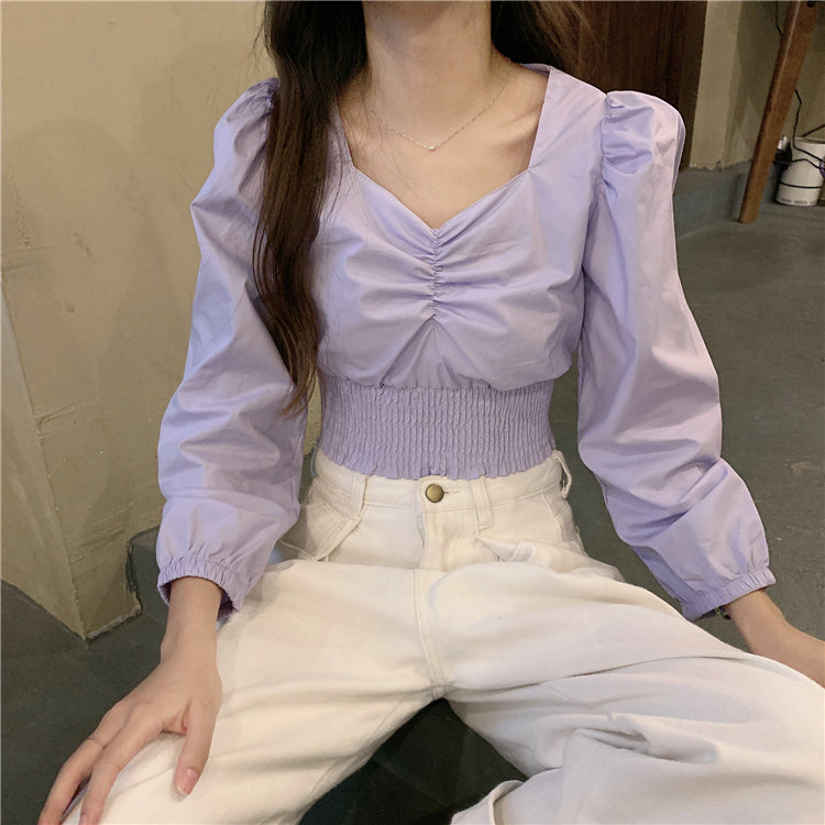 ロングバブルスリーブミニトップス♡ふんわり袖で大人可愛い S2775