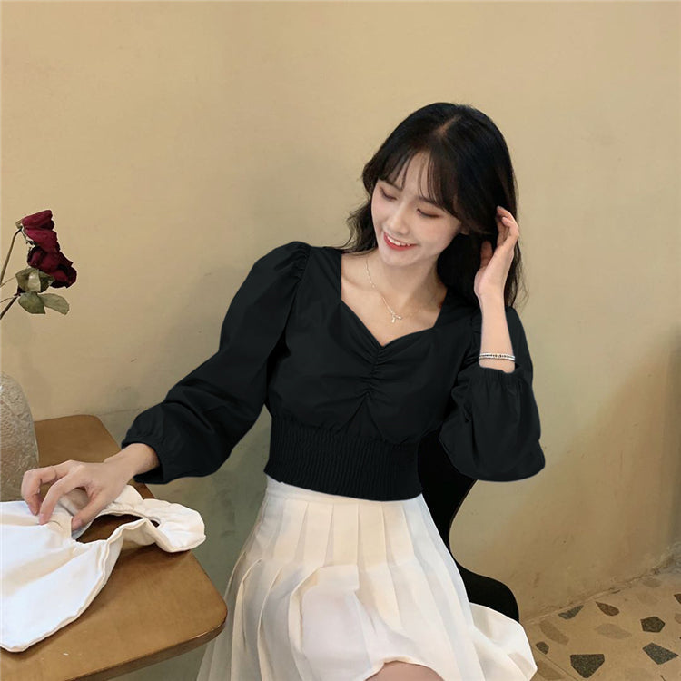 ロングバブルスリーブミニトップス♡ふんわり袖で大人可愛い S2775