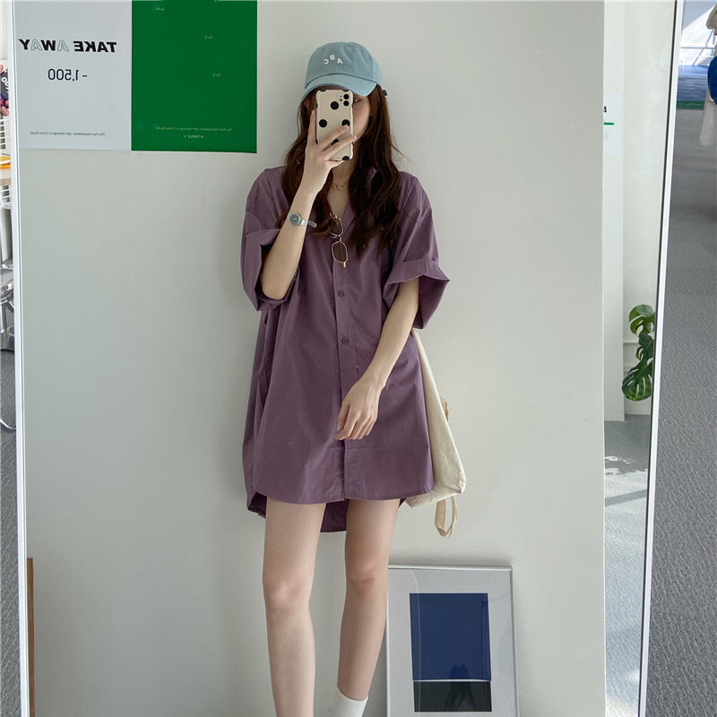 大人可愛いシンプルロングシャツ S1556