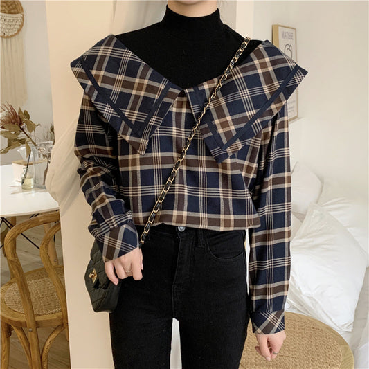 フェイクデザインチェック柄シャツ レイヤード風 S2584