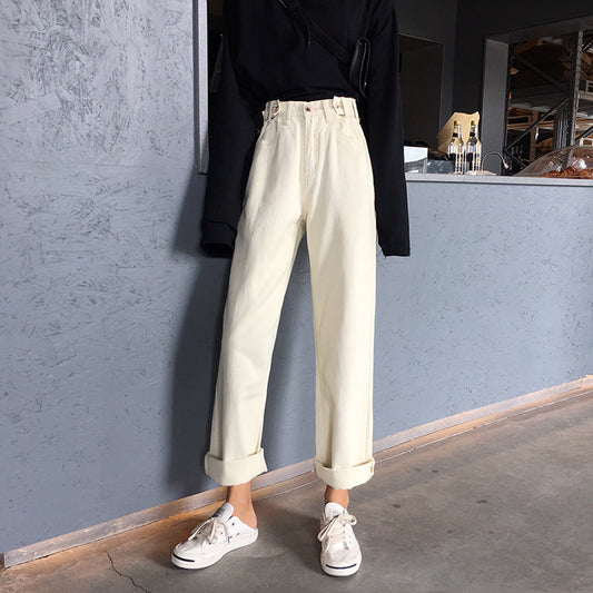 レトロなハイウエストデニムパンツ S2832
